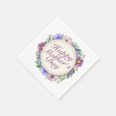 Elegant Happy Mother Day Floral Frame Napkin Serviette (Ecke)
