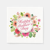 Elegant Happy Mother Day Floral Frame Napkin Serviette (Vorderseite)