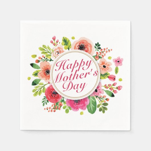 Elegant Happy Mother Day Floral Frame Napkin Serviette (Vorderseite)