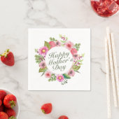 Elegant Happy Mother Day Floral Frame Napkin Serviette (Beispiel)