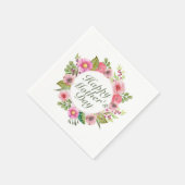 Elegant Happy Mother Day Floral Frame Napkin Serviette (Ecke)