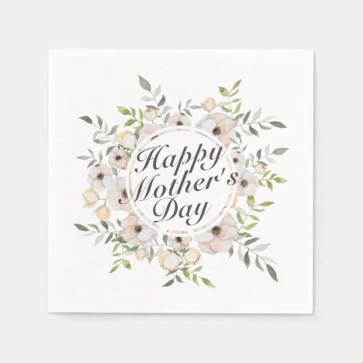 Elegant Happy Mother Day Floral Frame Napkin Serviette (Vorderseite)