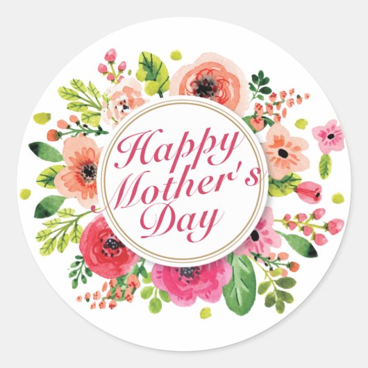 Elegant Happy Mother Day Floral Frame Sticker (Vorderseite)