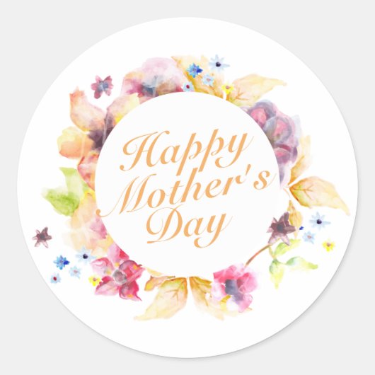 Elegant Happy Mother Day Floral Frame Sticker (Vorderseite)
