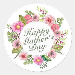 Elegant Happy Mother Day Floral Frame Sticker