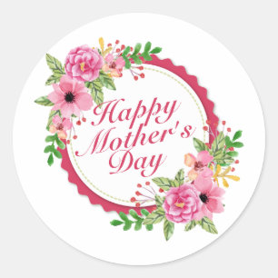 Elegant Happy Mother Day Floral Frame Sticker