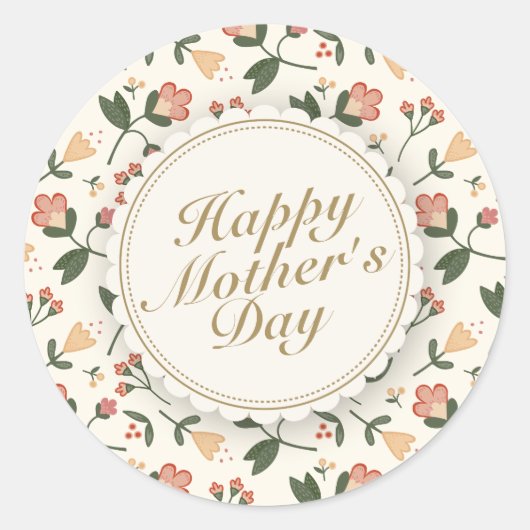 Elegant Happy Mother Day Floral Frame Sticker (Vorderseite)