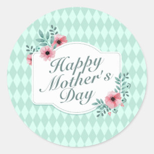 Elegant Happy Mother Day Floral Frame Sticker