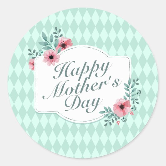 Elegant Happy Mother Day Floral Frame Sticker (Vorderseite)