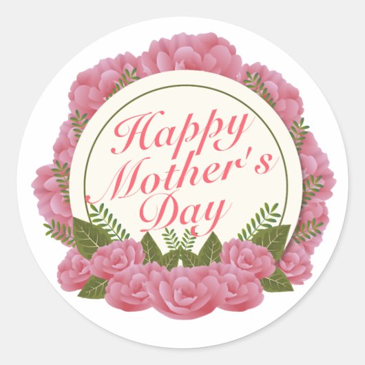 Elegant Happy Mother Day Floral Frame Sticker (Vorderseite)