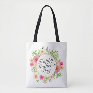 Elegant Happy Mother Day Floral Frame Tote Bag Tasche