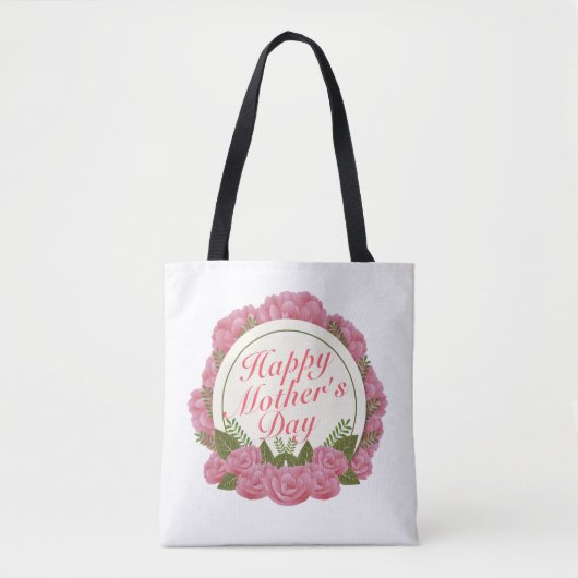 Elegant Happy Mother Day Floral Frame Tote Bag Tasche (Vorderseite)