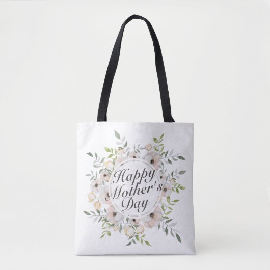 Elegant Happy Mother Day Floral Frame Tote Bag Tasche (Vorderseite)