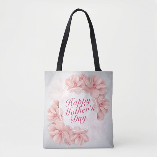 Elegant Happy Mother Day Floral Frame Tote Bag Tasche (Vorderseite)