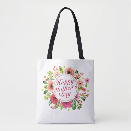 Elegant Happy Mother Day Floral Frame Tote Bag Tasche (Vorderseite)