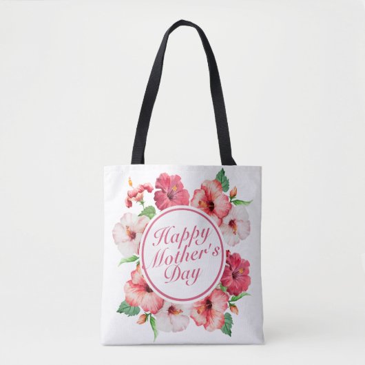 Elegant Happy Mother Day Floral Frame Tote Bag Tasche (Vorderseite)