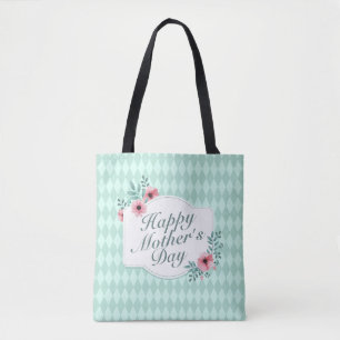 Elegant Happy Mother Day Floral Frame Tote Bag Tasche