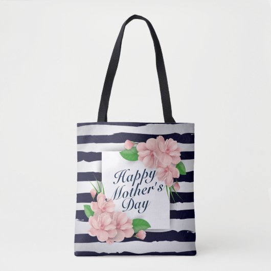 Elegant Happy Mother Day Floral Frame Tote Bag Tasche (Vorderseite)