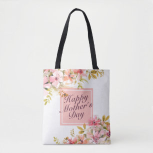 Elegant Happy Mother Day Floral Frame Tote Bag Tasche