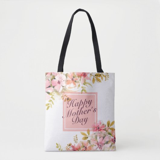 Elegant Happy Mother Day Floral Frame Tote Bag Tasche (Vorderseite)