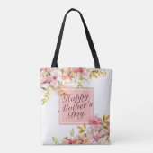 Elegant Happy Mother Day Floral Frame Tote Bag Tasche (Rückseite)