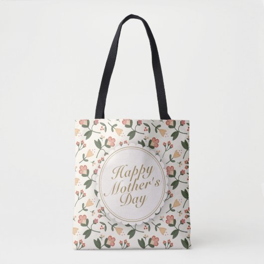 Elegant Happy Mother Day Floral Frame Tote Bag Tasche (Vorderseite)