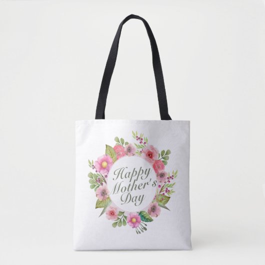 Elegant Happy Mother Day Floral Frame Tote Bag Tasche (Vorderseite)