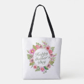 Elegant Happy Mother Day Floral Frame Tote Bag Tasche (Rückseite)