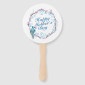 Elegant Happy Mother's Day Blue Wreath Hand Fan Fächer (Vorderseite)