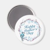 Elegant Happy Mother's Day Blue Wreath Magnet (Vorderseite/Rückseite)