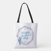 Elegant Happy Mother's Day Blue Wreath Tote Bag Tasche (Rückseite)