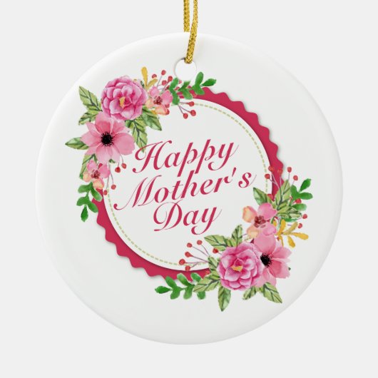 Elegant Happy Mother's Day Blumenrahmen Ornament (Vorne)