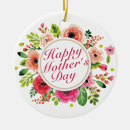 Elegant Happy Mother's Day Blumenrahmen Ornament (Vorne)