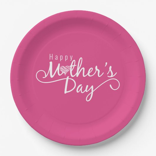 Elegant Happy Mother's Day Calligraphy Paper Plate Pappteller (Vorderseite)