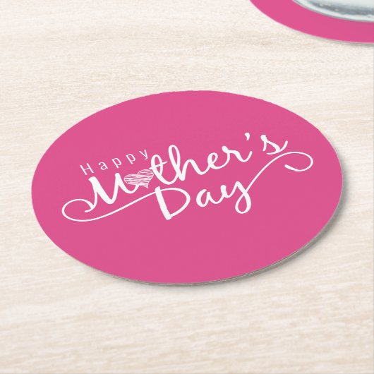 Elegant Happy Mother's Day Calligraphy | Untersetz Runder Pappuntersetzer (Angewinkelt)