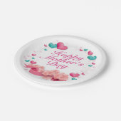 Elegant Happy Mother's Day Candy Heart Paper Plate Pappteller (Schrägansicht)