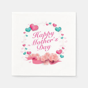 Elegant Happy Mother's Day Candy Hearts Napkin Serviette