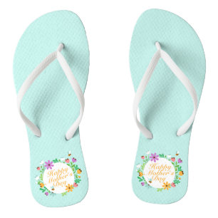 Elegant Happy Mother's Day Floral   Flip Flops Badesandalen