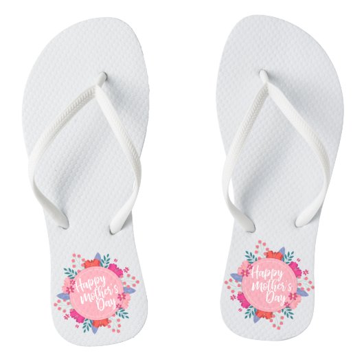 Elegant Happy Mother's Day Floral | Flip Flops Badesandalen (Fußbett)