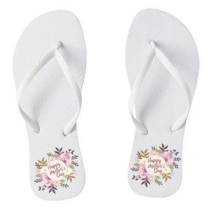 Elegant Happy Mother's Day Floral   Flip Flops Badesandalen
