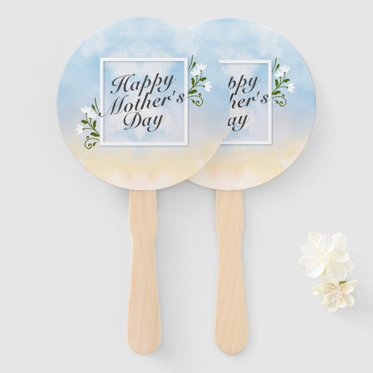 Elegant Happy Mother's Day Floral Frame Hand Fan Fächer (Vorne und Hinten)