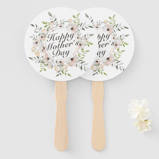 Elegant Happy Mother's Day Floral Frame Hand Fan Fächer (Vorne und Hinten)