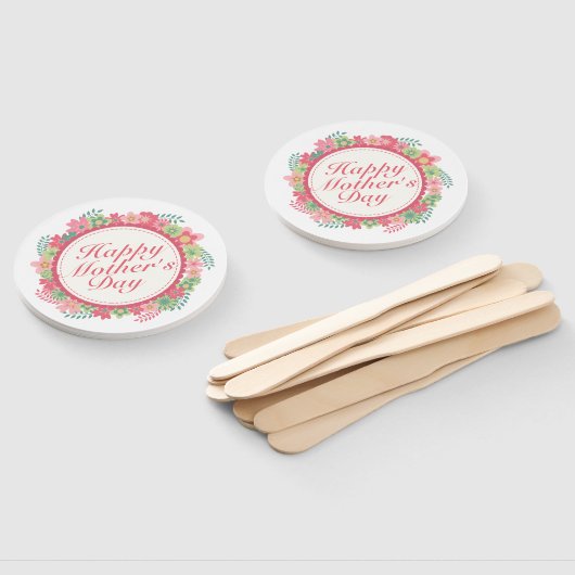 Elegant Happy Mother's Day Floral Frame Hand Fan Fächer (Non-assembled)