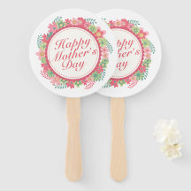Elegant Happy Mother's Day Floral Frame Hand Fan