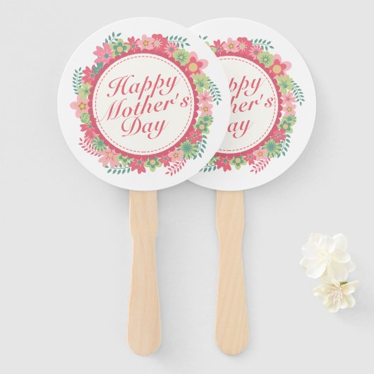 Elegant Happy Mother's Day Floral Frame Hand Fan Fächer (Vorne und Hinten)