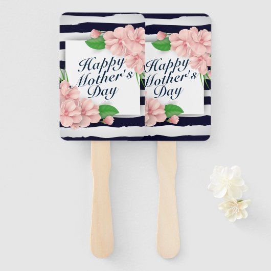 Elegant Happy Mother's Day Floral Frame Hand Fan Fächer (Vorne und Hinten)