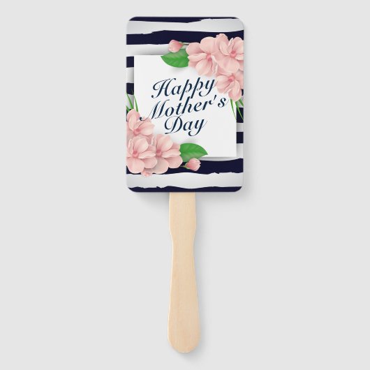 Elegant Happy Mother's Day Floral Frame Hand Fan Fächer (Rückseite)