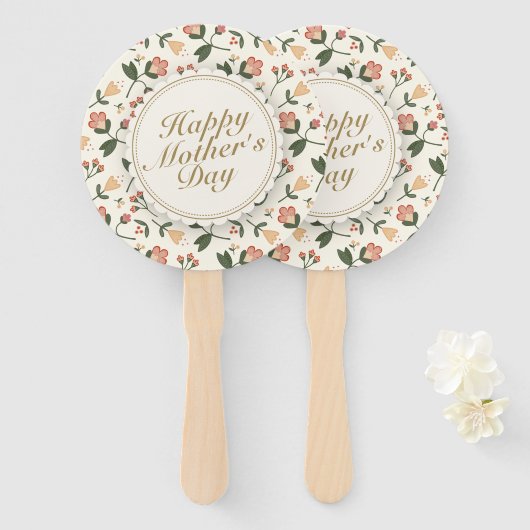 Elegant Happy Mother's Day Floral Frame Hand Fan Fächer (Vorne und Hinten)
