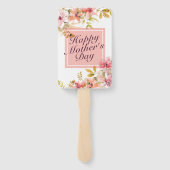 Elegant Happy Mother's Day Floral Frame Hand Fan Fächer (Rückseite)
