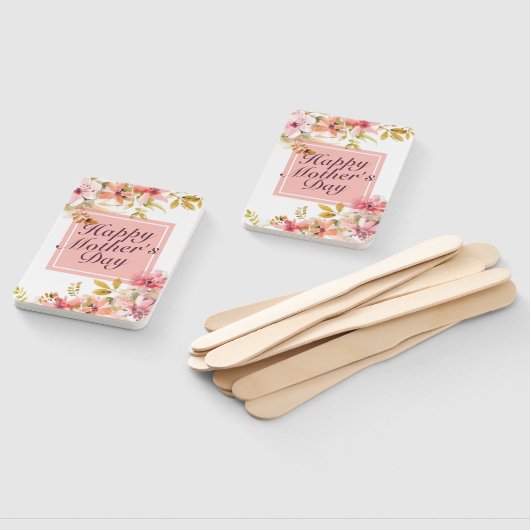 Elegant Happy Mother's Day Floral Frame Hand Fan Fächer (Non-assembled)